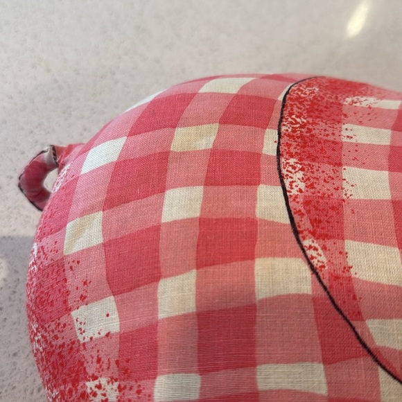 Rare Vintage handmade elephant pillow Gingham Pink Plaid with hat - Picture 6 of 9